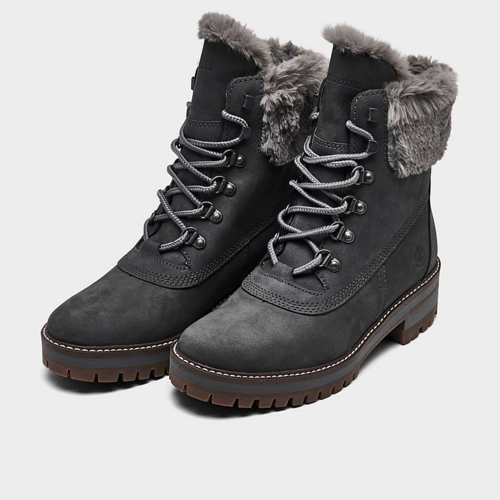 TIMBERLAND COURMAYEUR VALLEY 6 IN  BLACK FUR WATERPROOF BOOTS